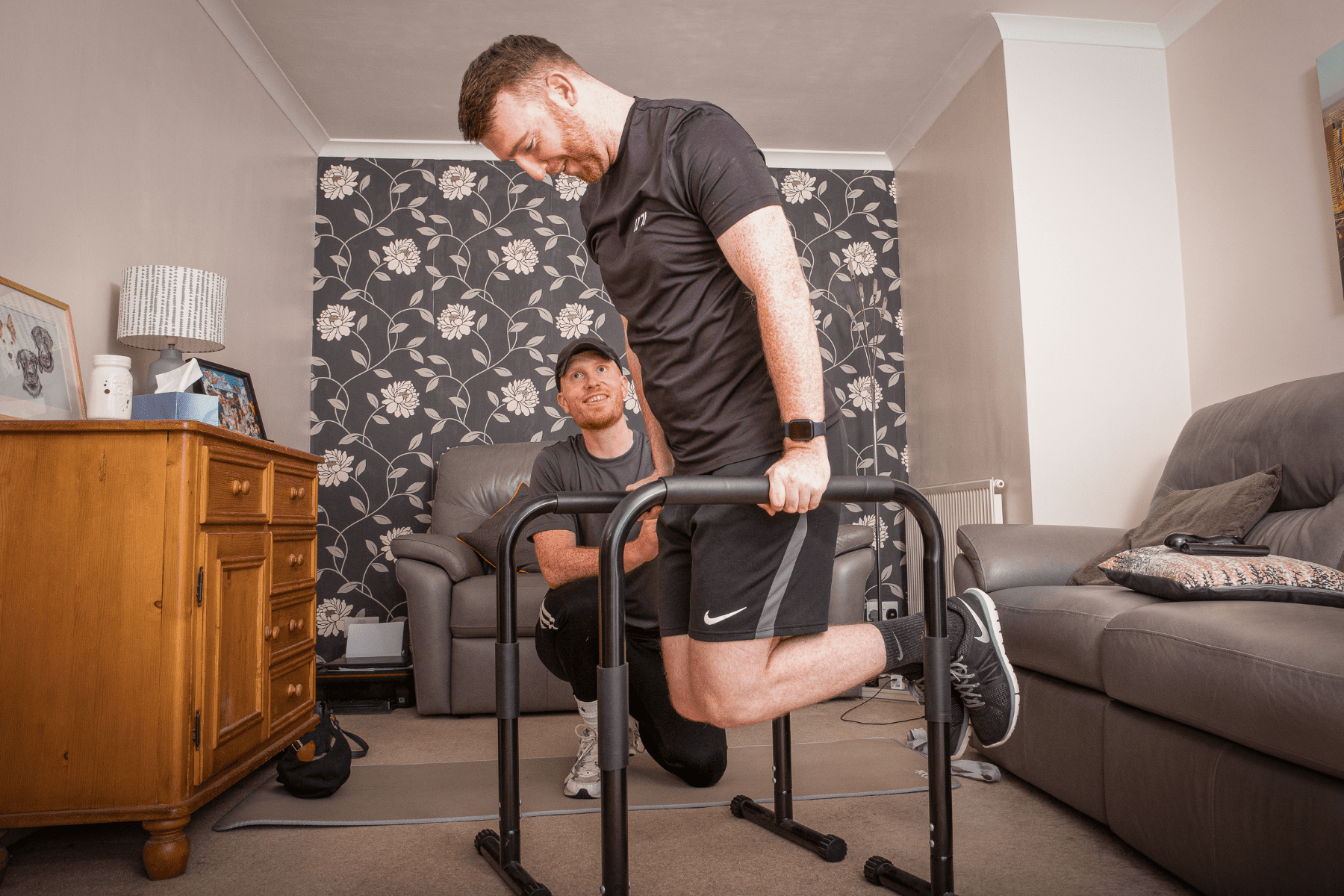 At home personal training using parallel bar dips
